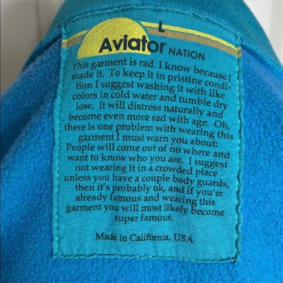 Aviator Nation Aspen Hoodie Teal Size L Unisex Graphic Luxe Athleisure - Picture 7 of 9